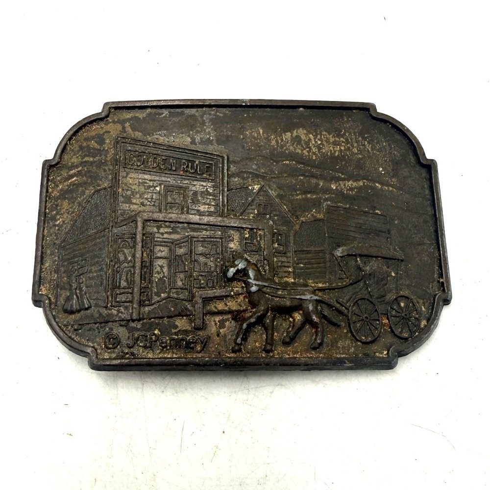 Vintage JCPenney First Store Golden Rule Wyoming 1902 Commemorative Belt Buckle